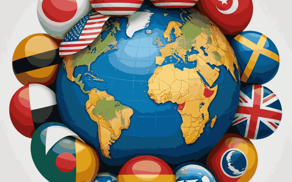 Incorporate-the-WordPress-logo-surrounded-by-globe-icons-and-flags-representing-various-languages-to-emphasize-the-multilingual-capability
