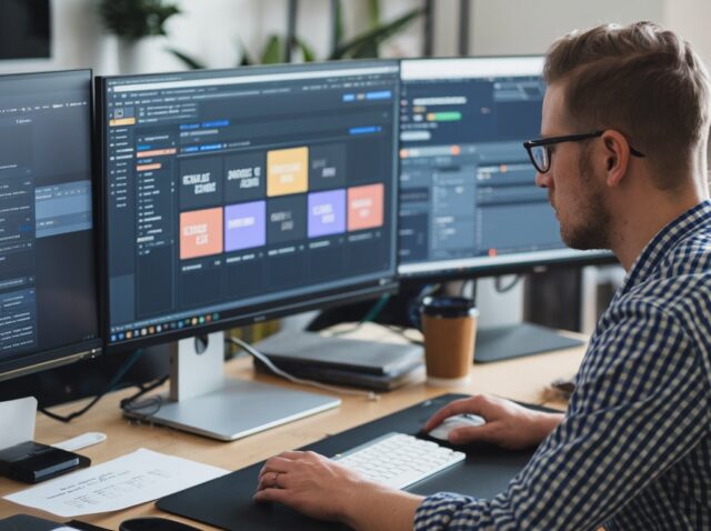 A-developer-is-working-on-a-website-using-the-Elementor-plugin-on-a-WordPress-platform
