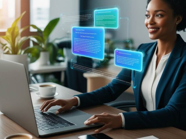 a-person-typing-on-a-laptop-with-vibrant-holographic-AI-prompts-emerging-from-the-screen