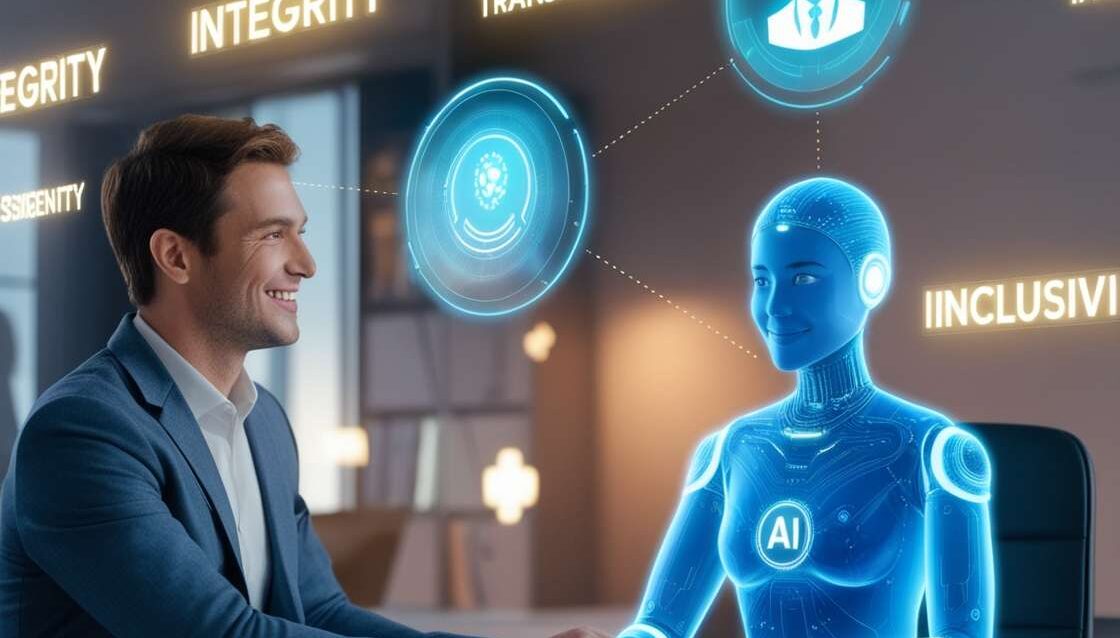 A-futuristic-scene-of-a-human-sitting-at-a-desk-interacting-with-a-glowing-holographic-AI-assistant