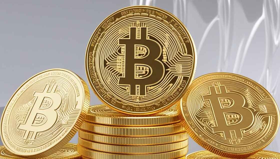 Pure-golden-set-of-bitcoins-with-clear-background