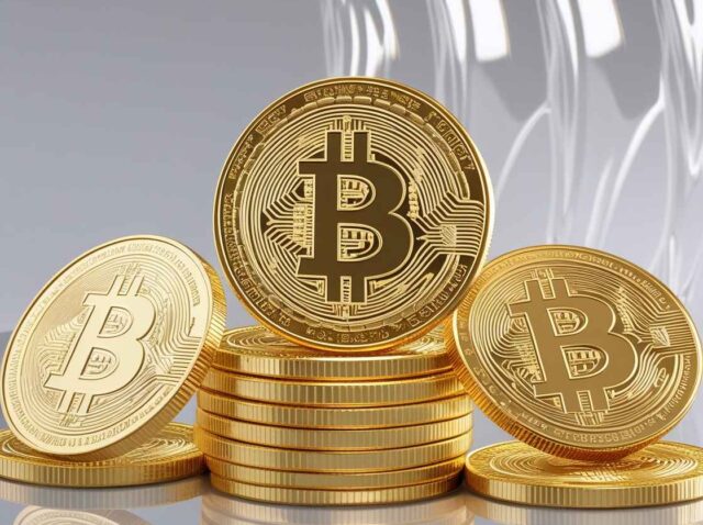 Pure-golden-set-of-bitcoins-with-clear-background