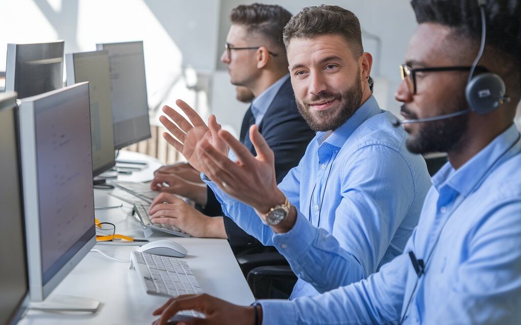 IT-professionals-managing-IT-services-for-another-business-remotely