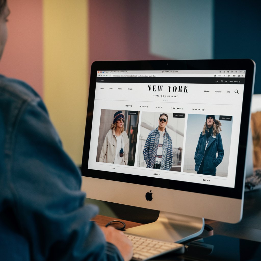 A mockup of a New York retailer’s e-commerce homepage designed with WooCommerce on WordPress